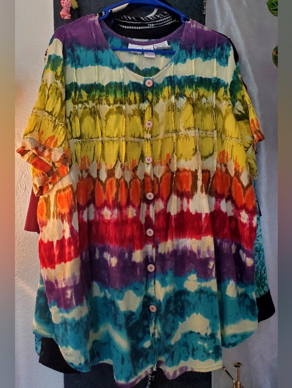 Roaman's Rainbow Tie-Dye Cotton Top